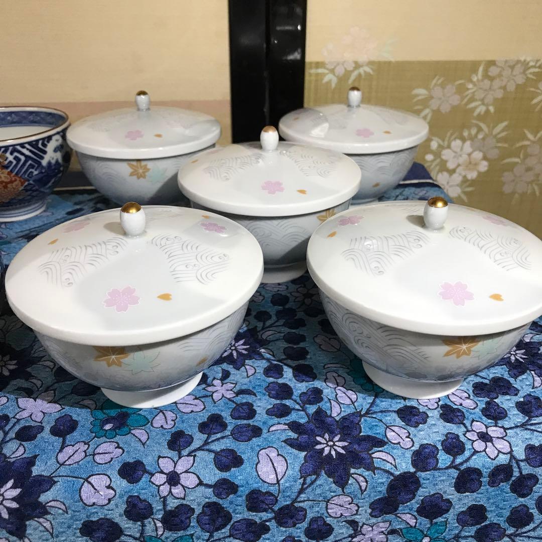 煎茶揃5客　蓋付き煎茶碗5客　セット