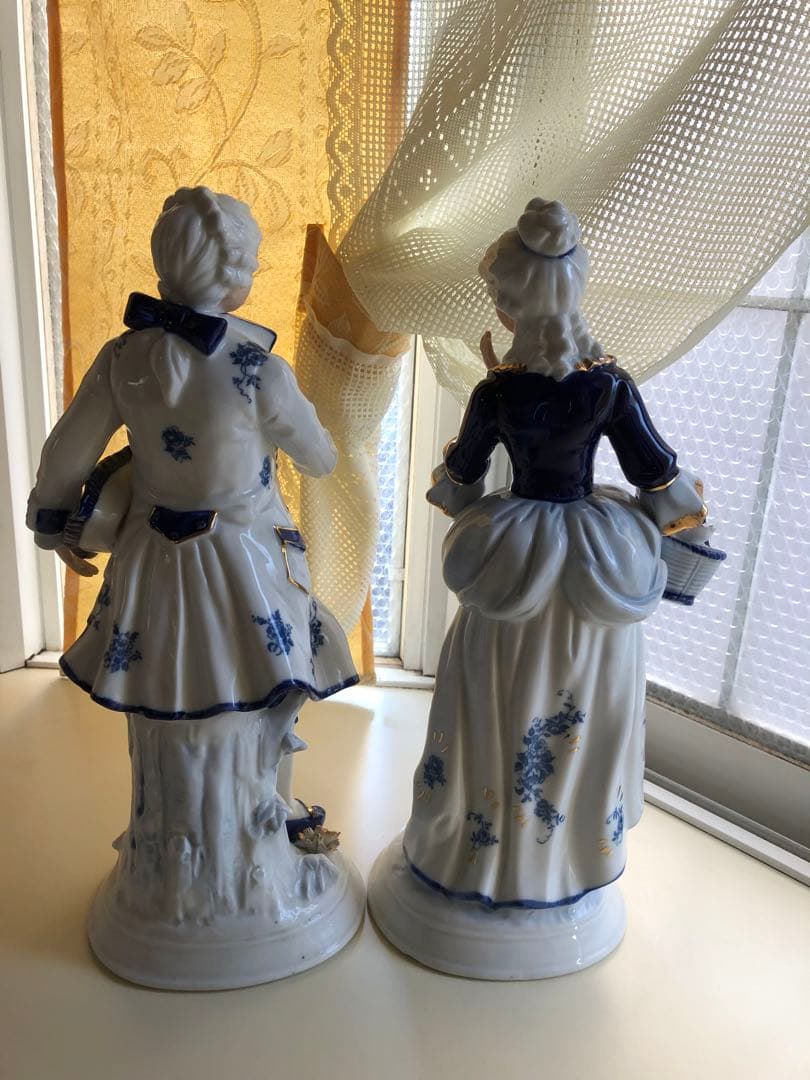ロココ様式 磁器 フィギュアペア 約30cm