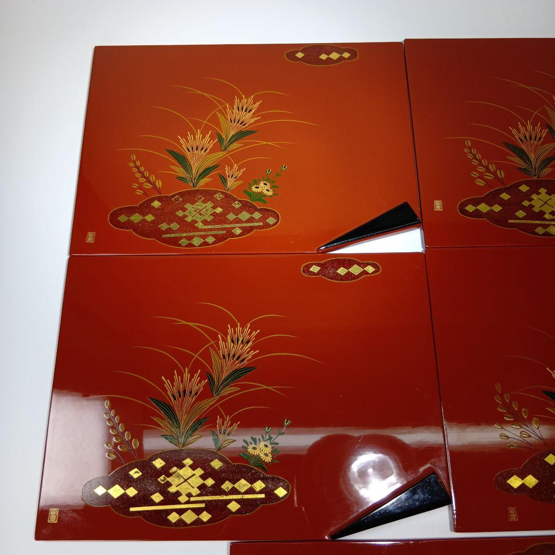 木製漆製　山口特産　大内塗折敷盆　 5枚　菓子器