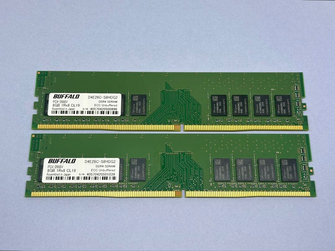 BUFFALO DDR4-2666 ECC Unbuffered 8GBx2枚