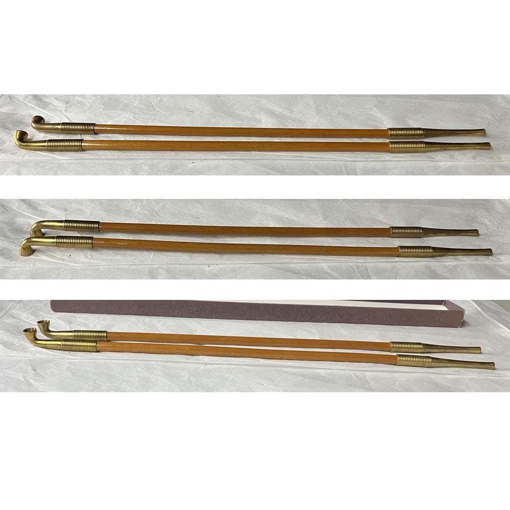 y029 キセル 一双 煙管 長さ約40㎝ 紙箱入り 茶道具
