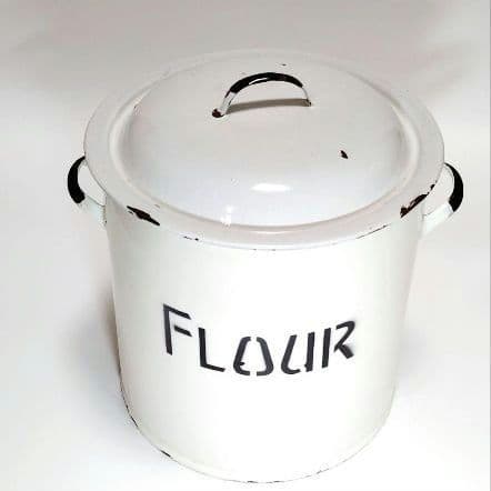 アンティーク ホーロー フラワー缶 FLOUR 白