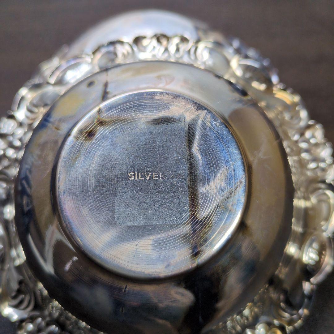 SILVER 刻印有 花唐草文 ボウル 一対 重さ約90g 箱付き