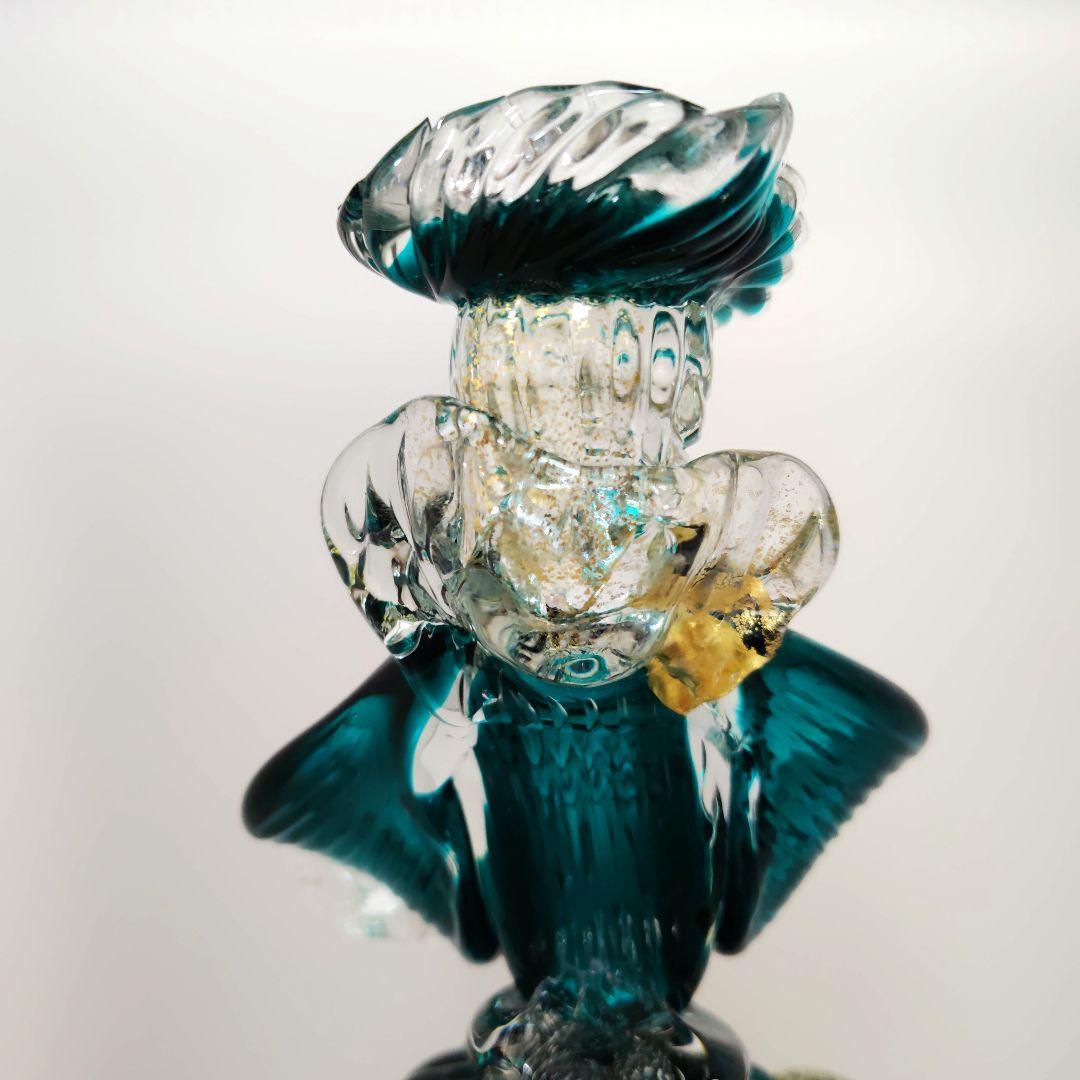 ベネチアンガラス　ムラーノ ガラス　New Arte 90　金彩　30cm　青緑