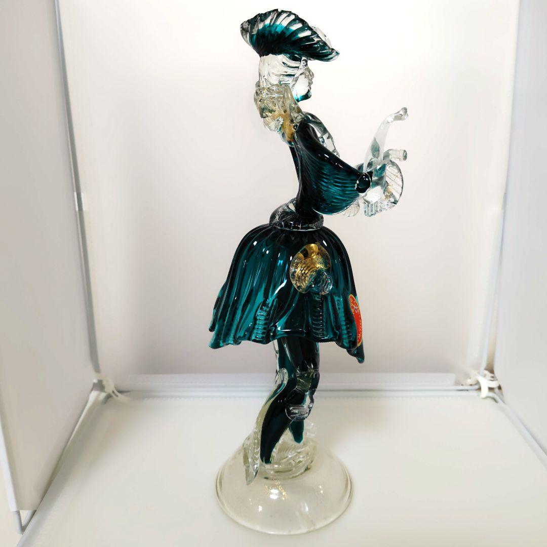 ベネチアンガラス　ムラーノ ガラス　New Arte 90　金彩　30cm　青緑
