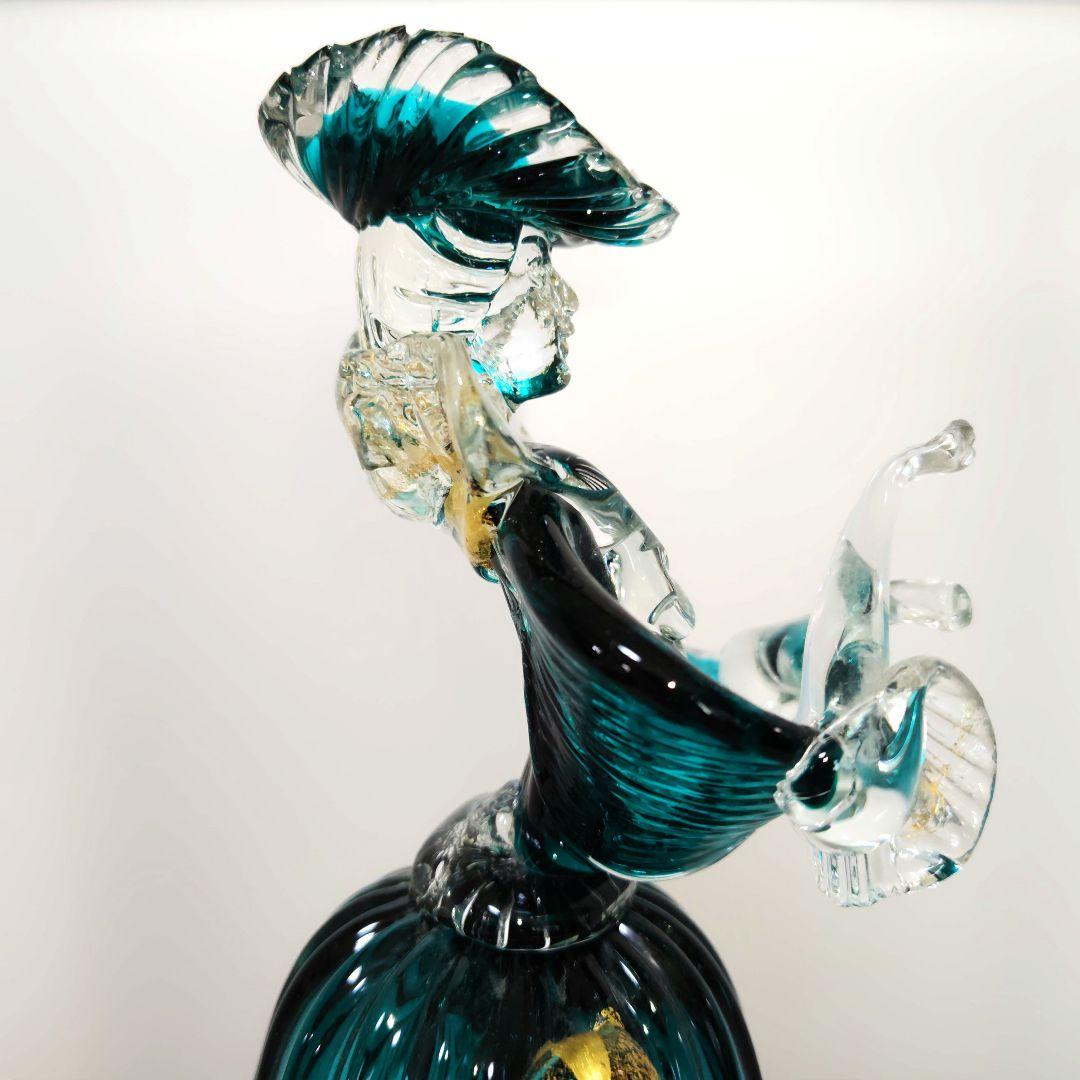 ベネチアンガラス　ムラーノ ガラス　New Arte 90　金彩　30cm　青緑