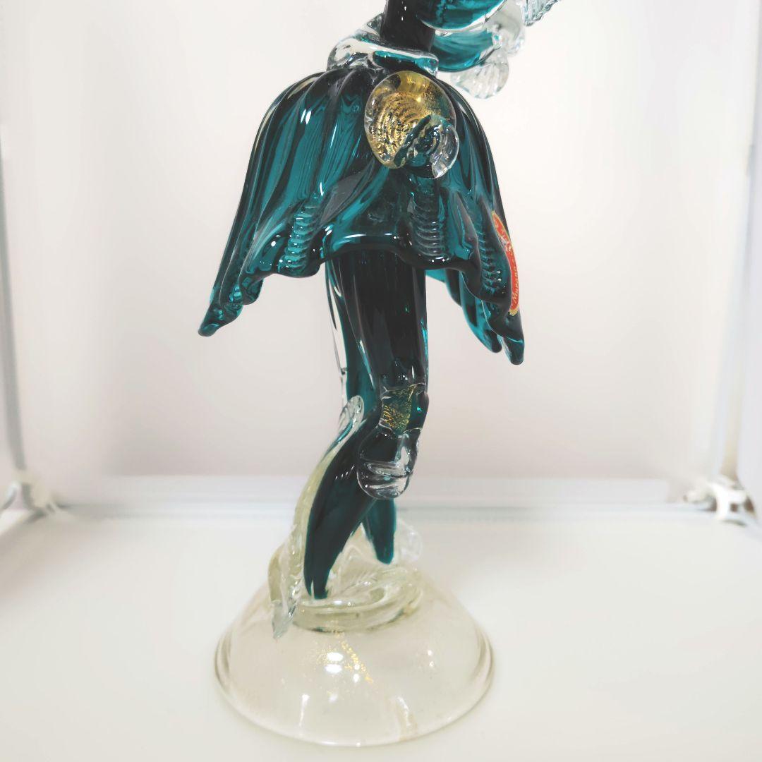 ベネチアンガラス　ムラーノ ガラス　New Arte 90　金彩　30cm　青緑
