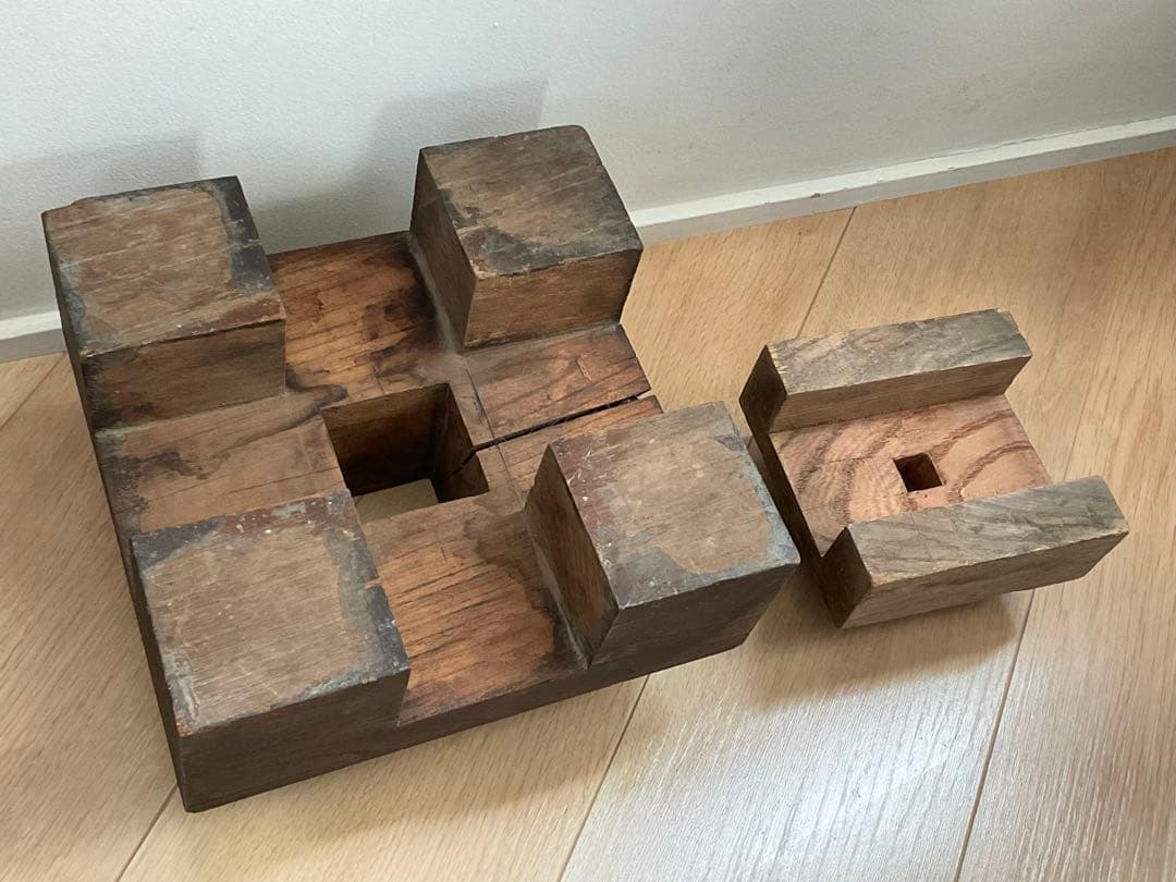 仏像　台座 大・小２点　古い木彫　トルソー　人形　展示台　古道具