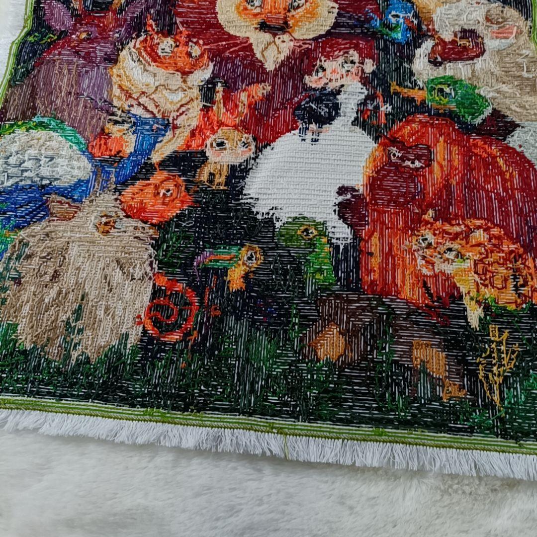 ☆完成品☆ハンドメイド クロスステッチ 動物大集合 刺繍 世界名作劇場 ライオン