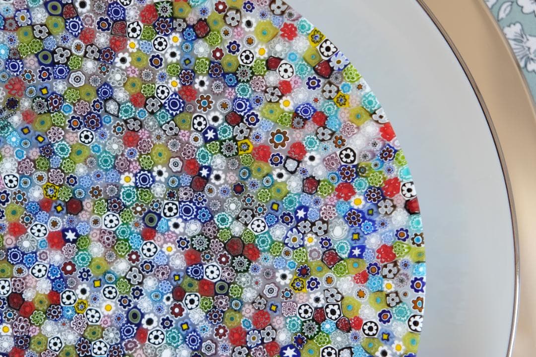 ベネチアンガラス ヴェネチアングラス ミルフィオリ プレート 作家 江波冨士子