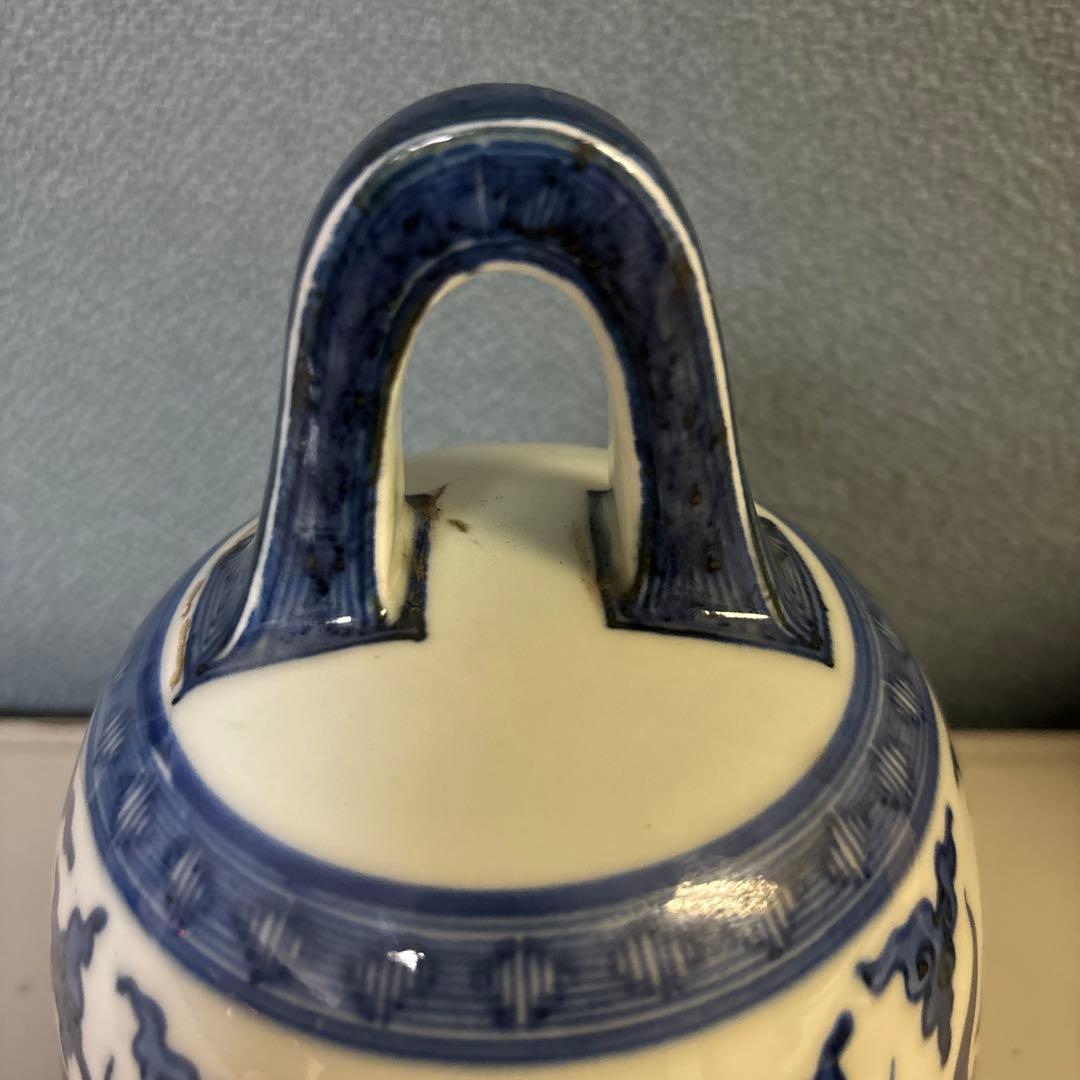 鐘　竹泉　木米　倣　　陶器　釣鐘 煎茶道具　染付