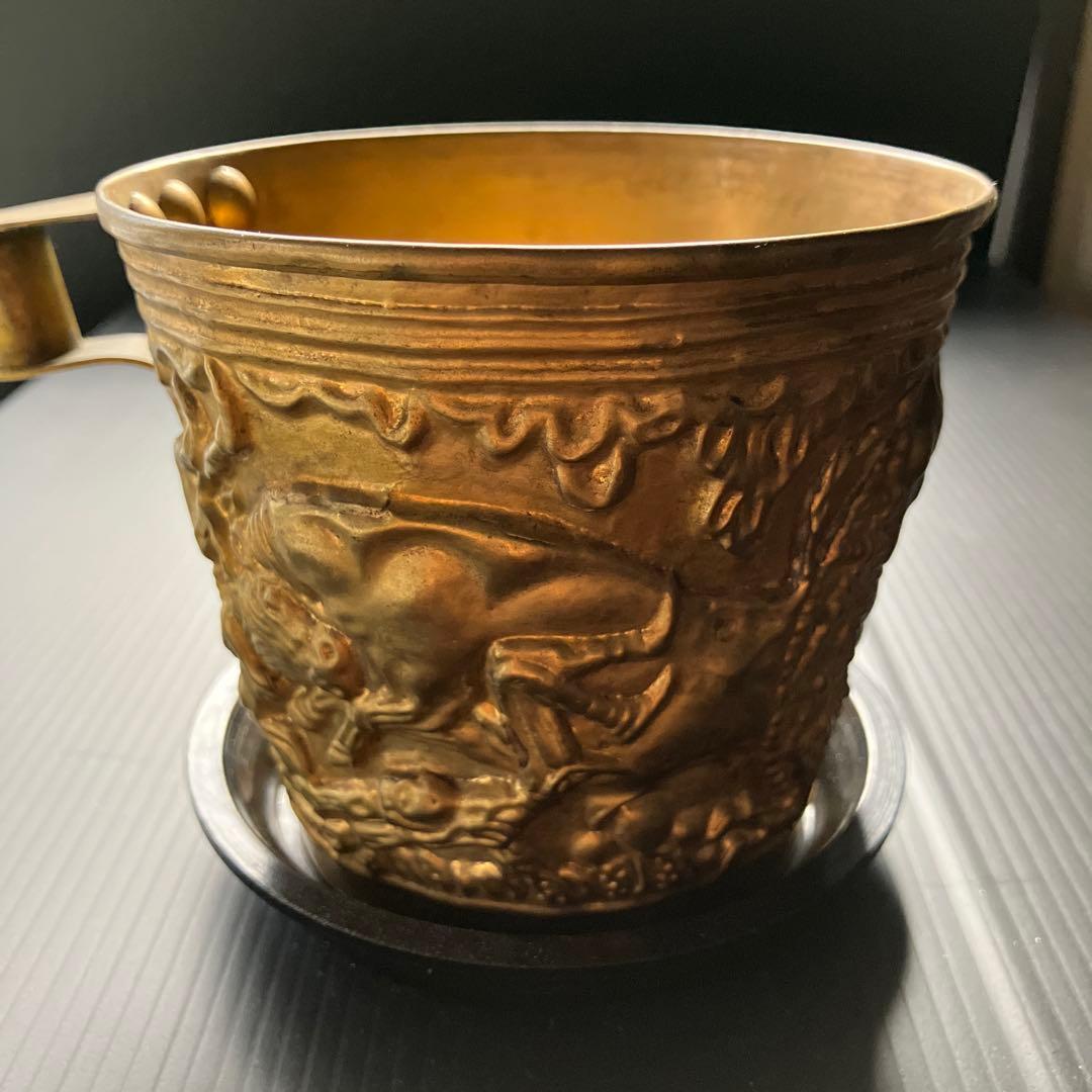 ギリシャミケーネ文明金細工カップ　レプリカ　24kメッキ　ヴァフェイオ金杯カップ