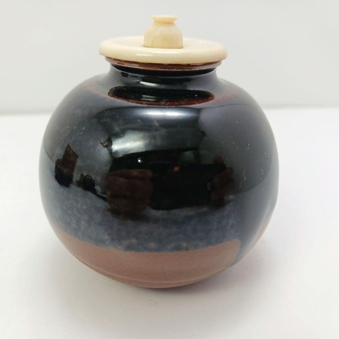 Y813-6 茶道具 古瀬戸 加藤唐三郎 文琳茶入 仕覆・共箱 未使用KKK