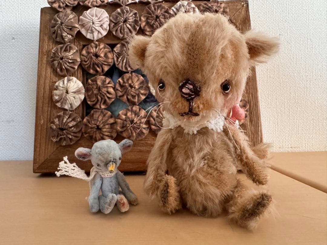 ハンドメイド作家hacodecoさん　猫ネコ&ネズミちゃんアンティークドール