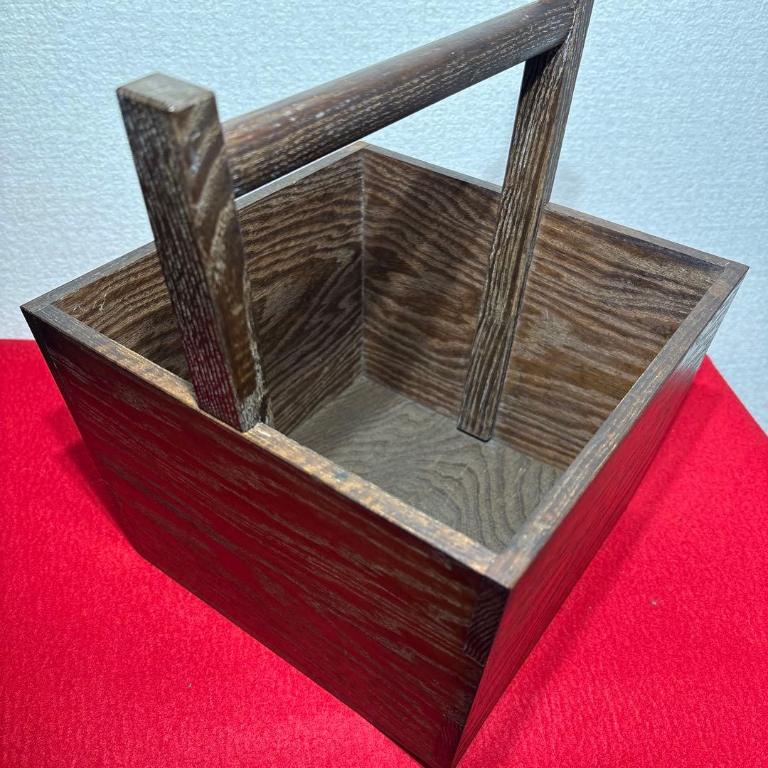 茶道具　木製　箱炭取　炭入れ　箱炭斗　飾り火箸　火箸