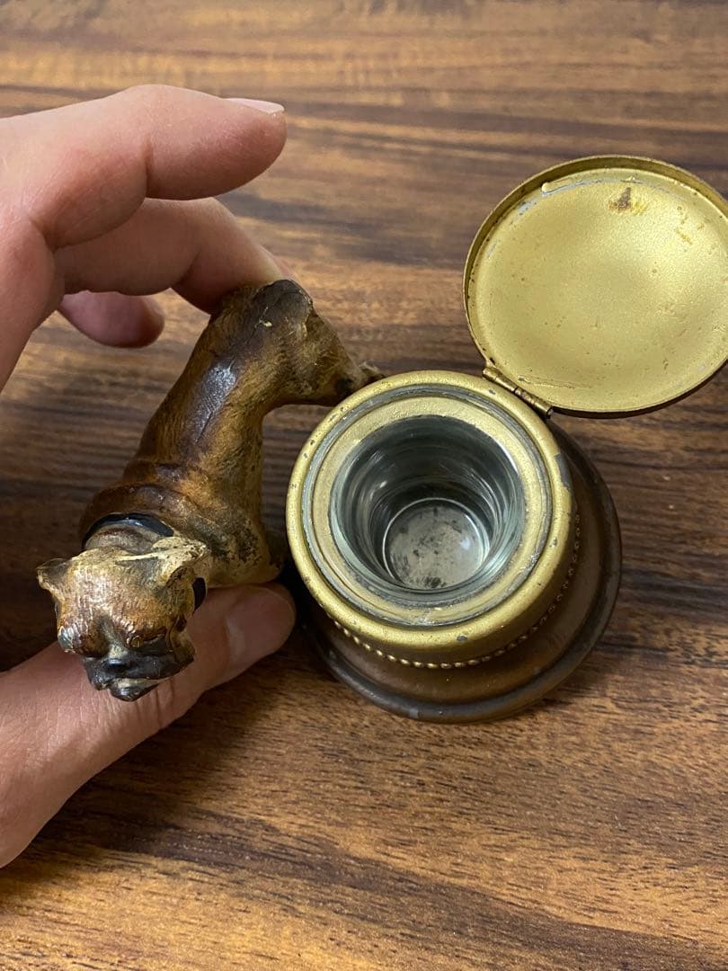 1900s' アンティークブルドックインクホルダー オブジェ 店舗 古着