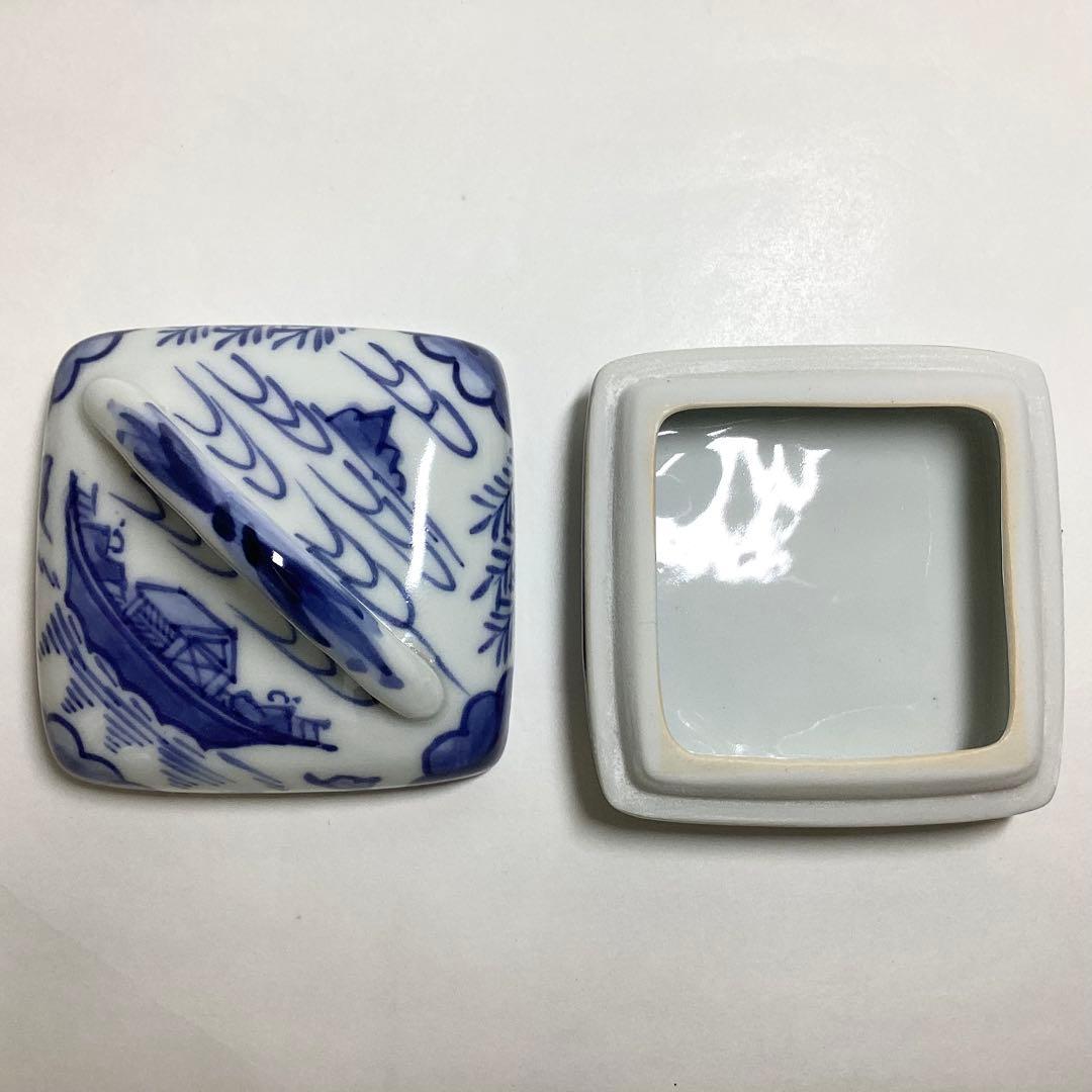 香合 隅田川 染付 御室窯 木箱入 茶道具 古物品