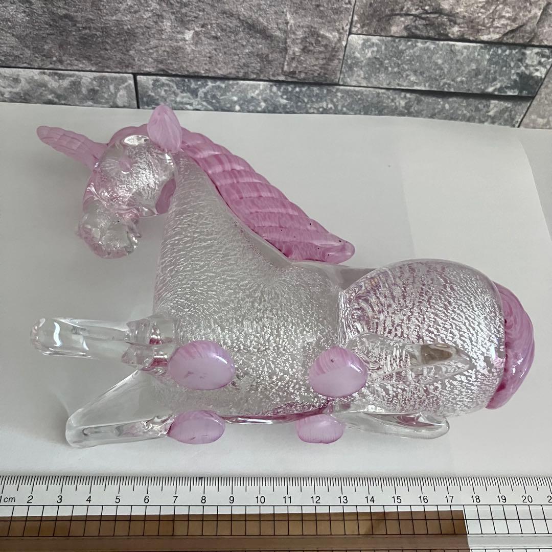 レトロ　ガラス置物　硝子細工　馬　ユニコーン　ベネチアングラス？　ムラーノ？