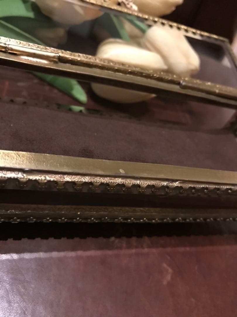 ヴィンテージ ベベルガラス　レクタングルガラスボックス