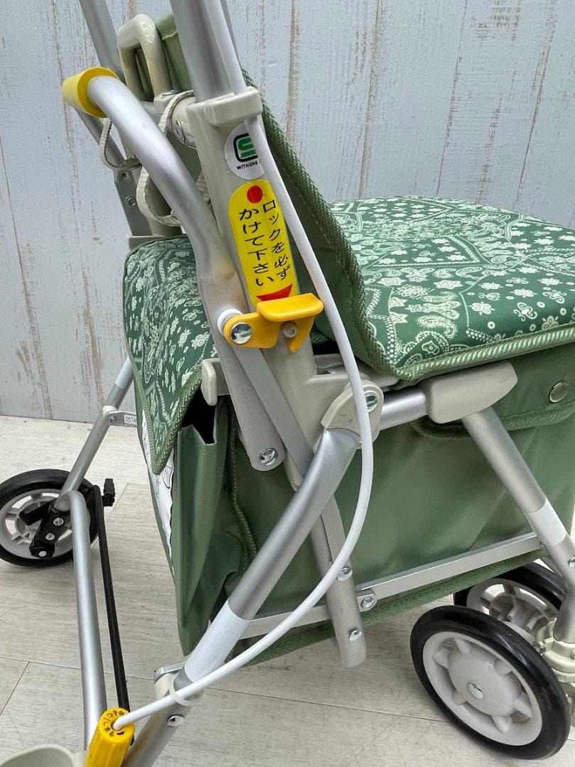 美品　象印ベビー ウィズワン ライトミニM ペイズリーLグリーン シルバーカー