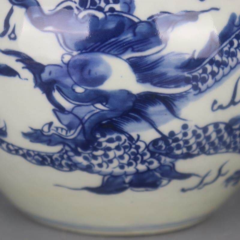 青花過墻竜紋水洗 書道具 文房具 現代工芸品美術品 置物