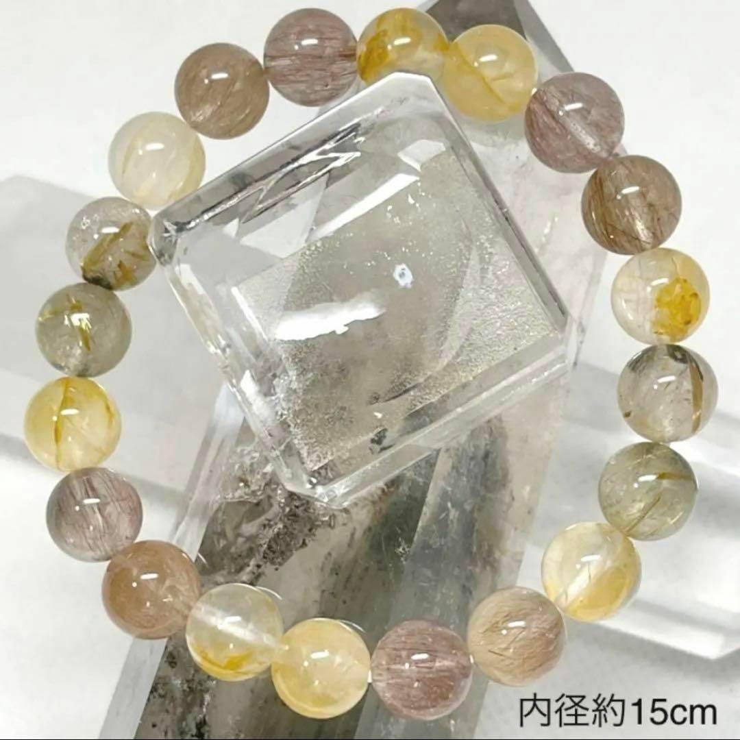 ライモナイト　ルチルクオーツ　パワーストーンブレスレット　内径約15cm
