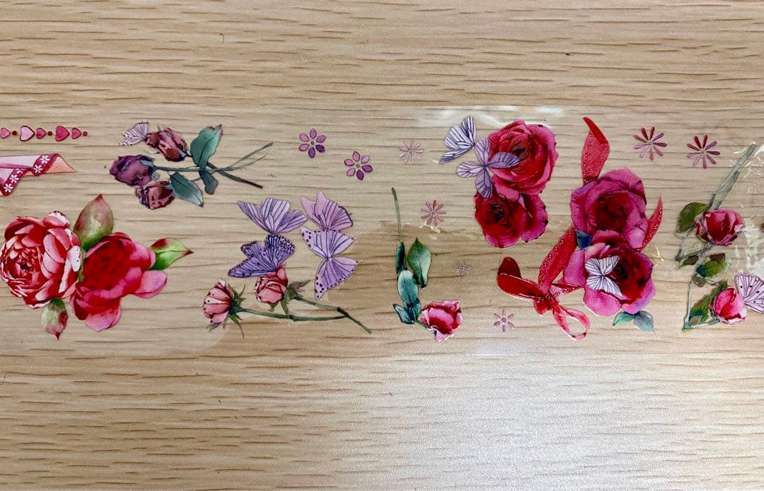 【K110】 旧日玫瑰　海外PETマスキングテープ　マステ切り売り　薔薇　ローズ