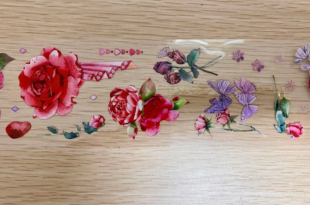 【K110】 旧日玫瑰　海外PETマスキングテープ　マステ切り売り　薔薇　ローズ