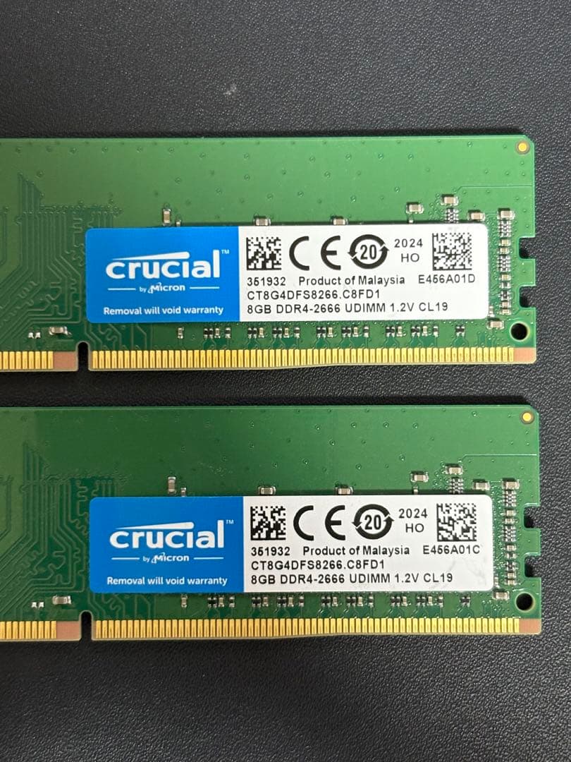 Crucial 8GB DDR4-2666 メモリ (8GBx2枚)