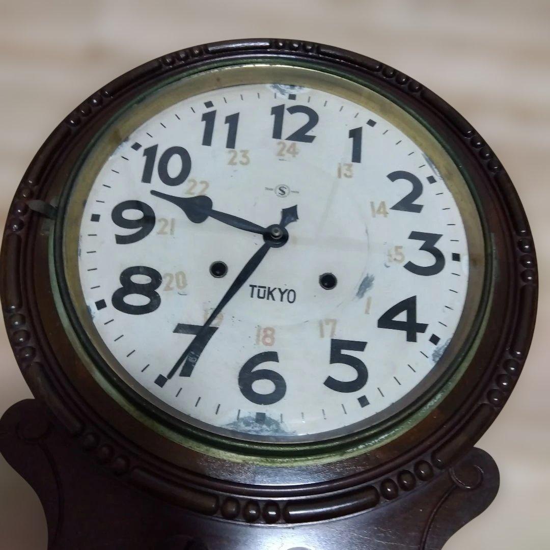柱時計　希少な大口径12インチ径　　　　　80〜100年前？のレトロ時計　日本製