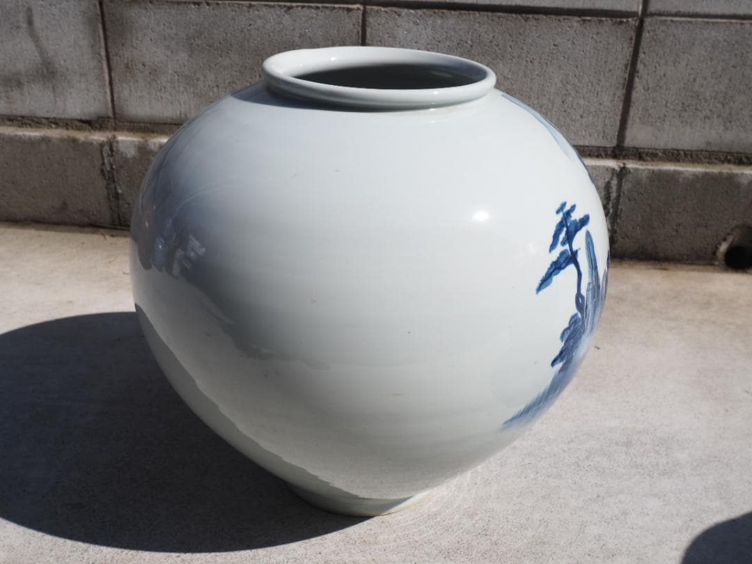 染付大型青白磁花瓶　壺　「馬偏に呂、と山」製作　中国