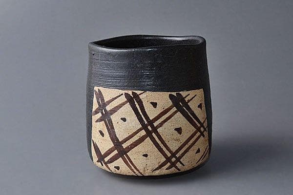k422 茶道具　水野寿山　黒織部茶碗