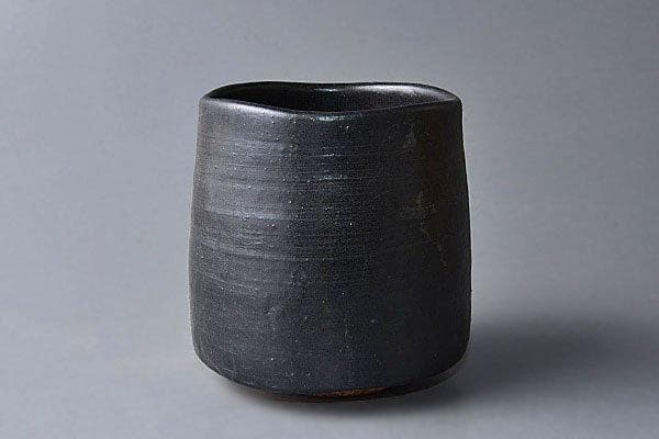 k422 茶道具　水野寿山　黒織部茶碗