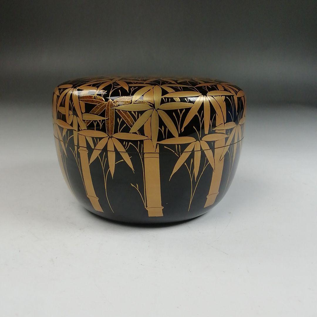Ｗ３８８　棗　『竹林蒔絵』『平棗』『塗師　多田桂寛 作』　共箱　茶道具