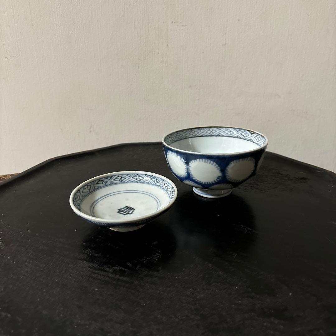 古伊万里　染付雪輪紋の図　蓋茶碗　④検:柳宗悦　民藝　青山二郎　白洲正子　李朝