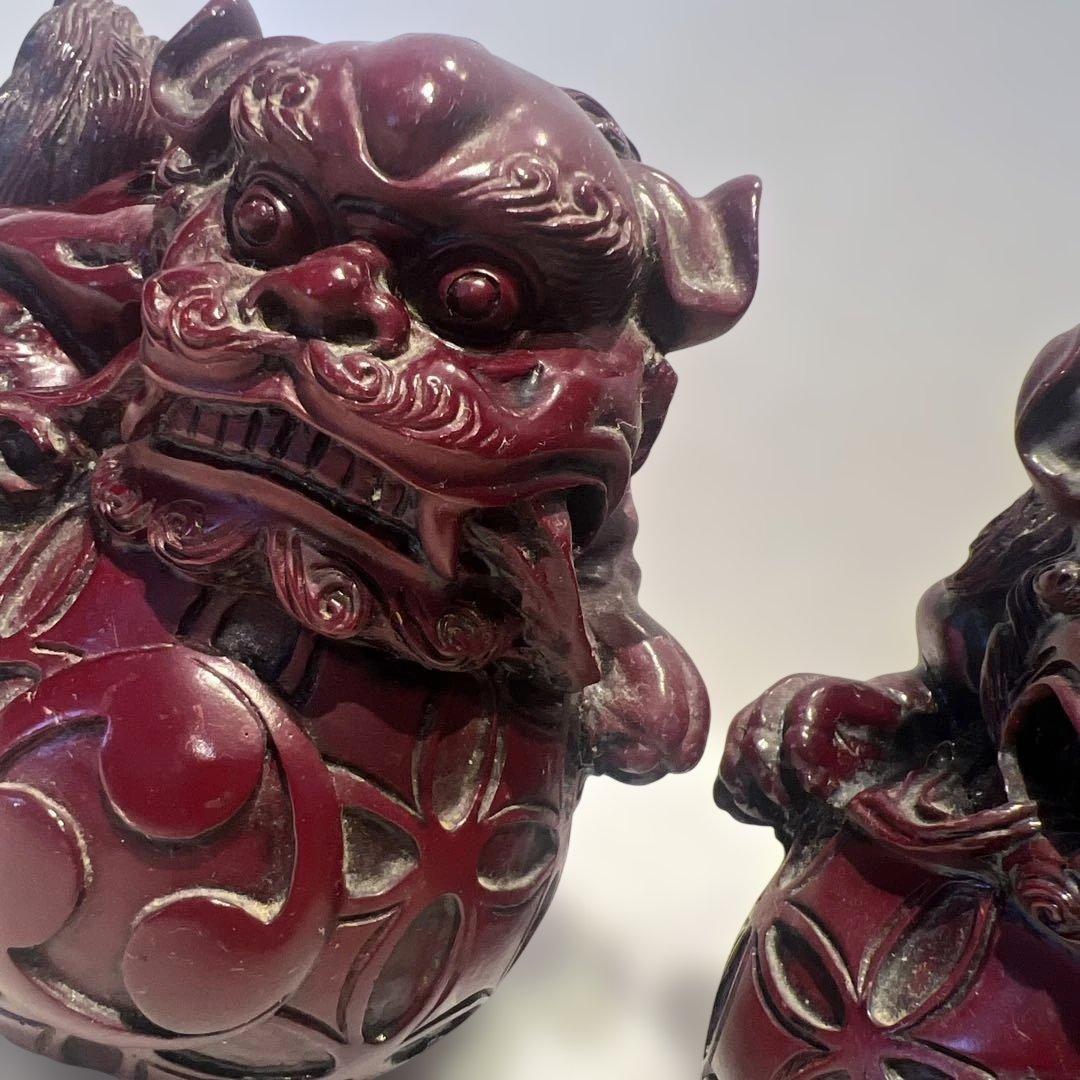 玉乗りシーサー　獅子　魔よけ　玉乗り獅子置物 開運 魔除け 縁起物 骨董品　沖縄