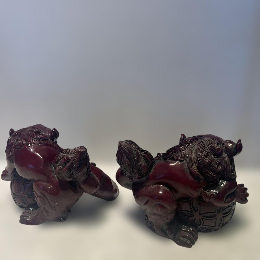 玉乗りシーサー　獅子　魔よけ　玉乗り獅子置物 開運 魔除け 縁起物 骨董品　沖縄