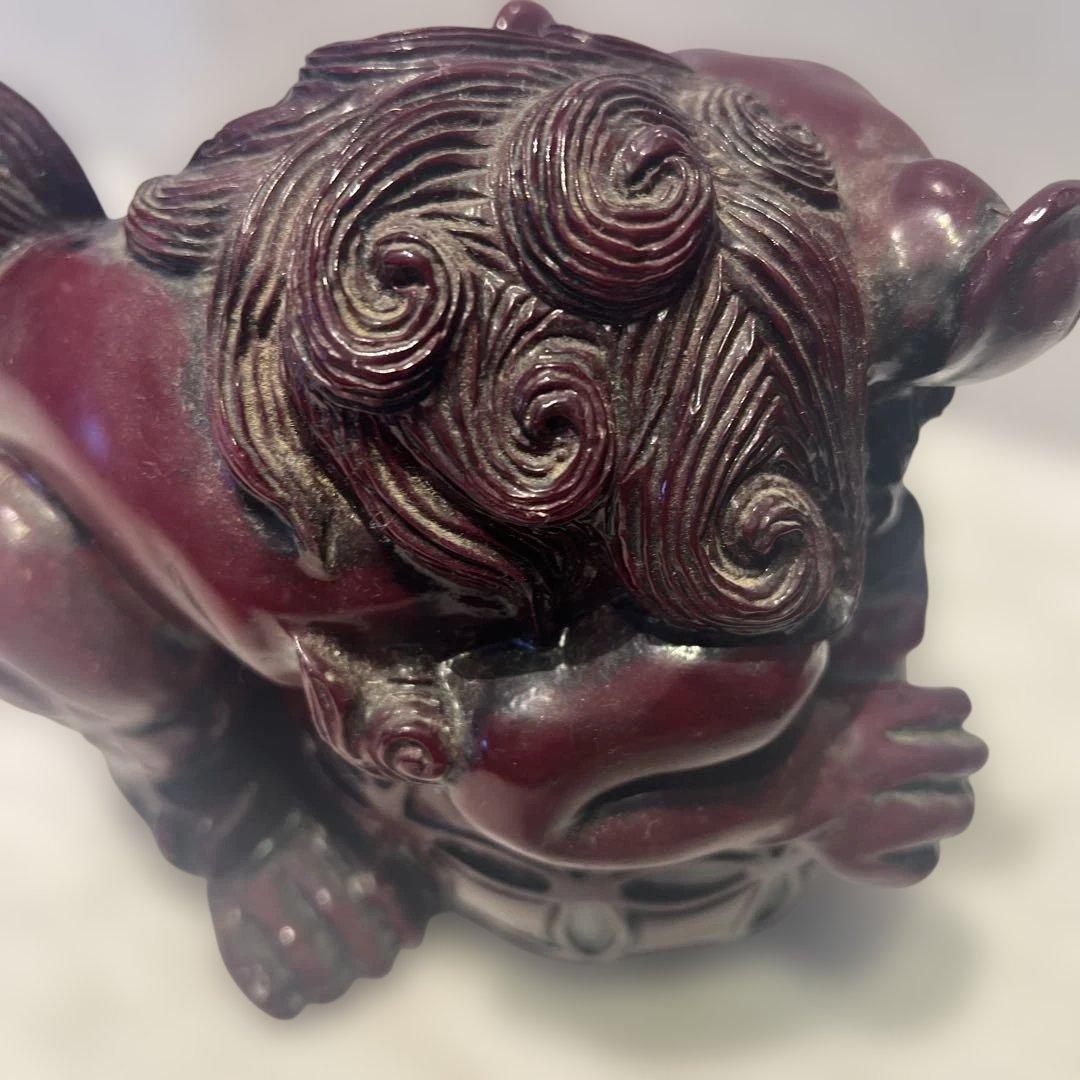 玉乗りシーサー　獅子　魔よけ　玉乗り獅子置物 開運 魔除け 縁起物 骨董品　沖縄