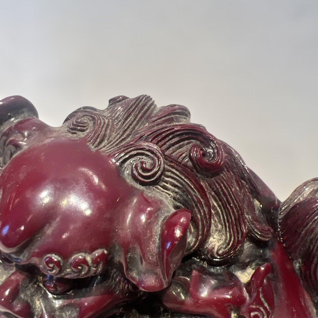 玉乗りシーサー　獅子　魔よけ　玉乗り獅子置物 開運 魔除け 縁起物 骨董品　沖縄