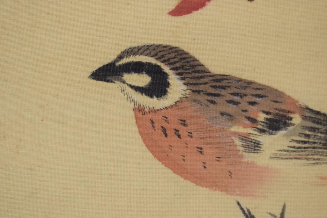 【真作】今井景樹/ツツジに小禽図/小鳥図/つつじ図/掛軸☆宝船☆Y-580　JM