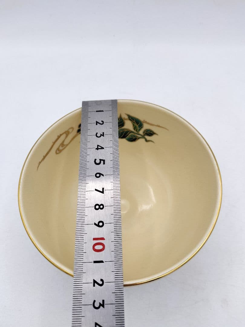 d018 茶碗 色絵 額紫陽花画 清閑寺窯 杉田祥平 木箱 茶道具 古物