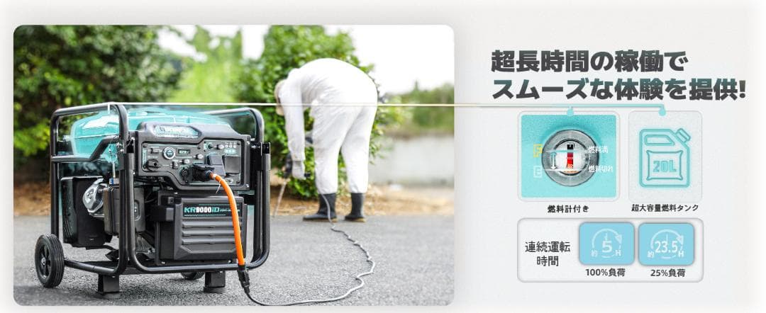 ★最大8.3kVAV★インバーター発電機 単相100V/200 ガソリン