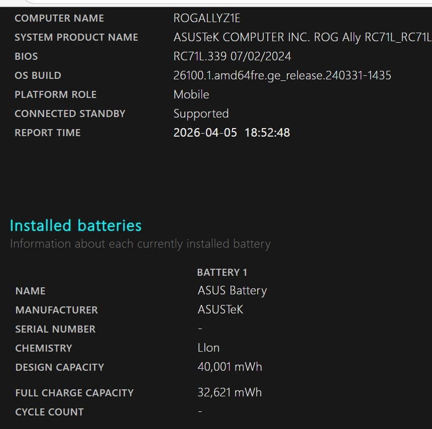 美品 ASUS ROG Ally Z1 Extreme 16GB 512GB
