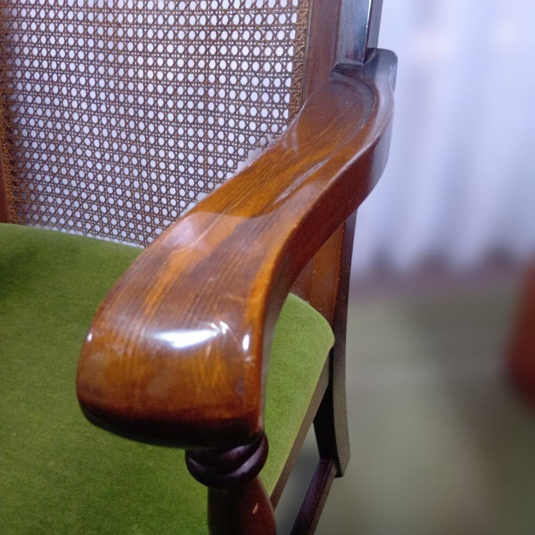 ★オールドカリモクbackrest-rattanモケットグリーンkarimoku