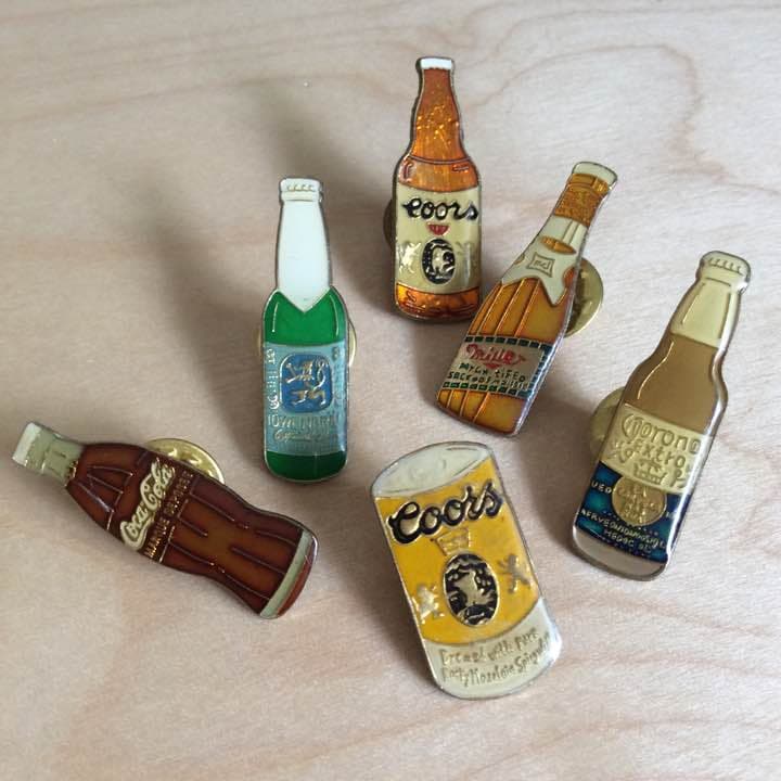 ビンテージ ピンズ pins ビール瓶 缶ビール コカコーラ 6点セット