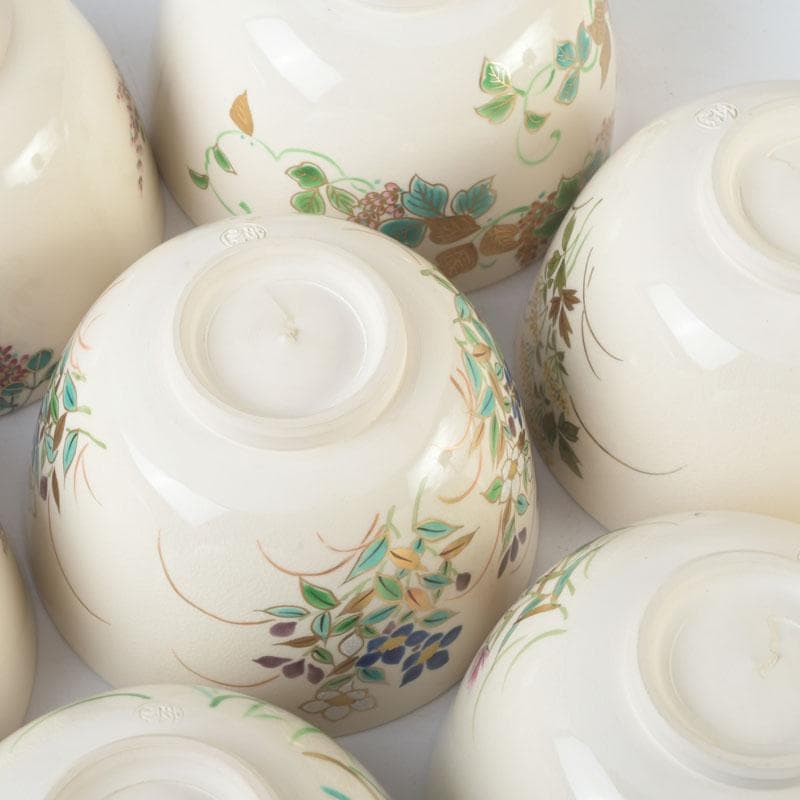 茶道具　富永玄山作　秋七草絵　数茶碗　七客　共布共箱　F　9964A