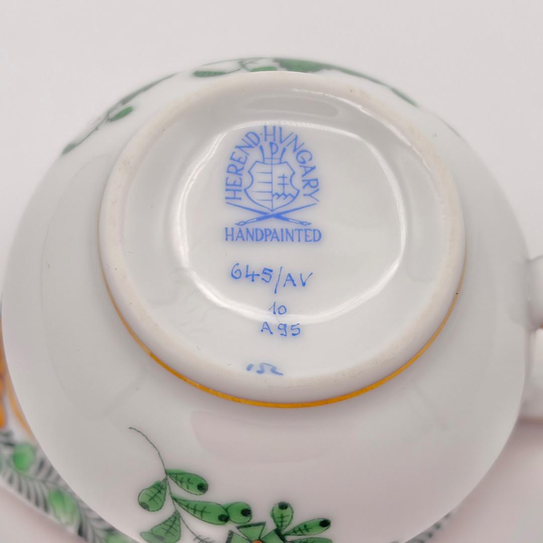 美品 ヘレンド アポニーグリーン クリーマーモカ 645