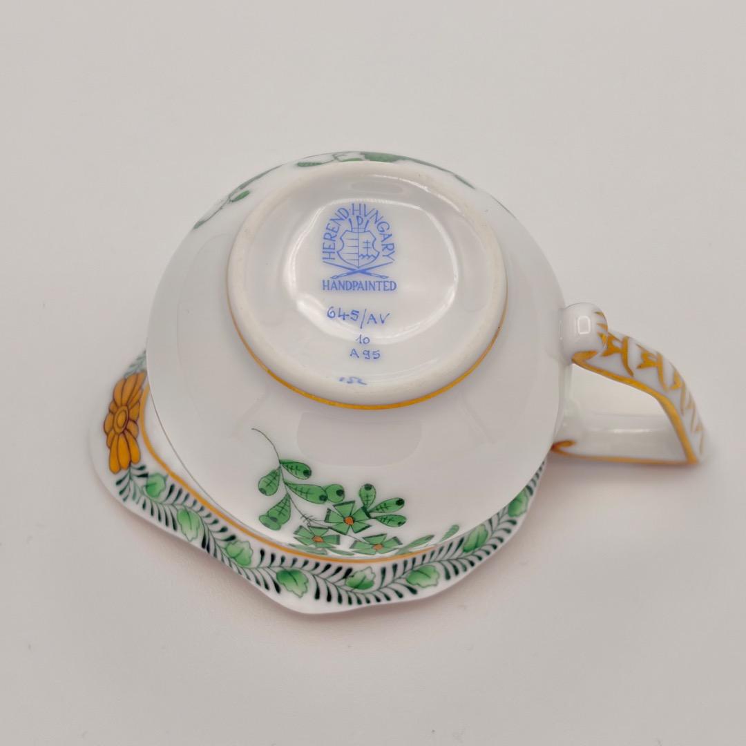 美品 ヘレンド アポニーグリーン クリーマーモカ 645