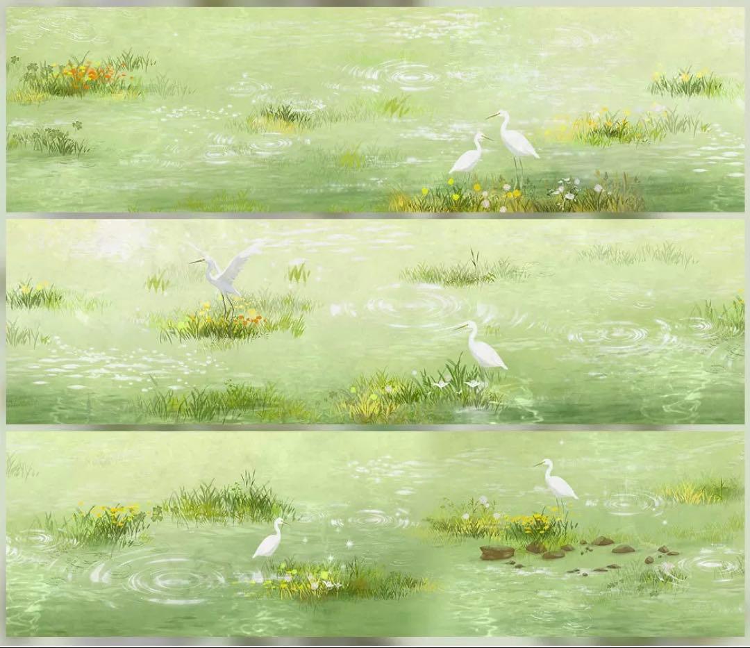 【9562】海外　5m巻　PETマスキングテープ　池　鳥　動物　自然　景色系