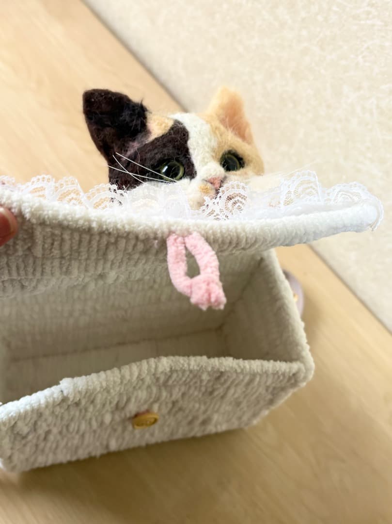 A猫　三毛猫毛糸ショルダーバッグ【ハンドメイド